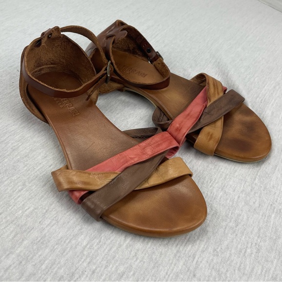 Vera Gomma Sandals Made in Italy Brown Pink Tan Women’s Size 8 - Picture 1 of 11